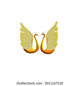swan with diamonds on white background,3d illustration
