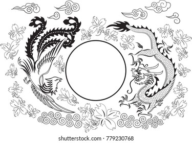 Swan and dragon are the same as the sacred animals that Chinese people respect. The moon is in the center.