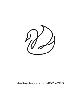 Swan duck one line. Vector logo icon template