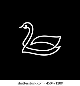Swan duck silhouette logo in line simple style vector logo