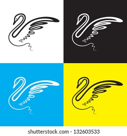 Swan. Emblem in different colors.