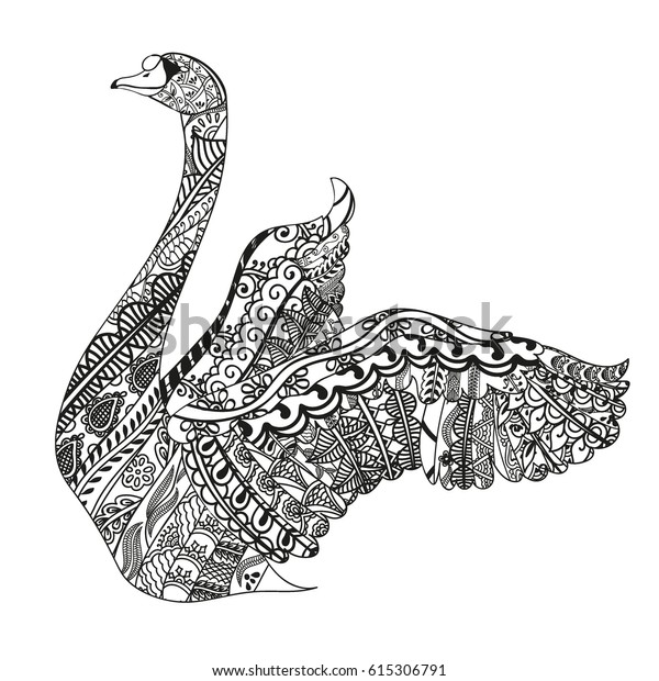 Swan Ethnic Doodle Pattern Zentangle Inspired Stock Vector (Royalty ...