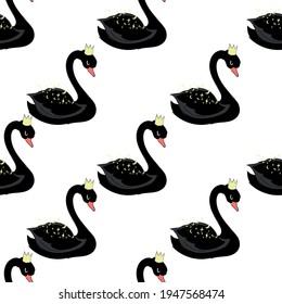 Swan Fairy patrón sin costuras Vector ilustración Hand dibujó pájaro lindo
