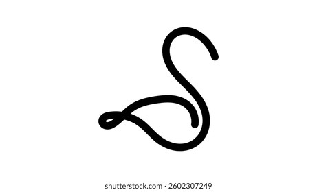 Swan figure, black isolated silhouette