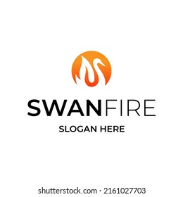 swan and fire logo design