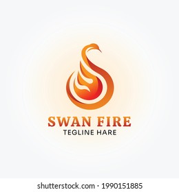 Swan fire logo vector eps 10