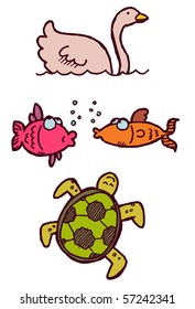 swan fish turtle
