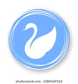 Icono plano de cisnes. Glifo vectorial blanco estilizado sobre fondo azul. Mejor para patrones sin inconvenientes, creación de logotipos, aplicaciones móviles y diseño web.