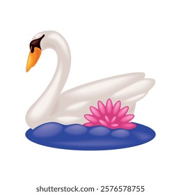 Swan with floating lotus vector