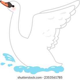 Swan fluttering on the surface of the water