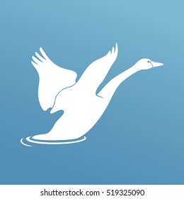 Swan fly over the river vector illustration