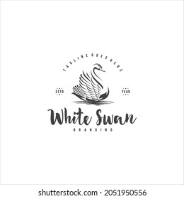 Swan Fowl Goose Logo Design Vector Image