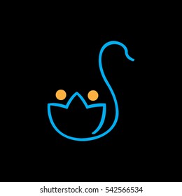 Swan and frog element icon logo 