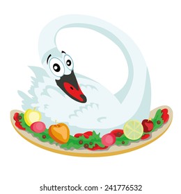 Swan with fruit on a platter