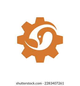 Swan gear mechanic modern creative logo