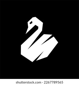 Swan geometric style illustration logo design