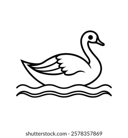 swan gliding of a line art vector