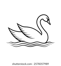 swan gliding of a line art vector(1)