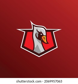 Swan goose bird logo vector character. Animal design elements for branding.. Mascot logo design template