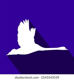 Swan or Goose or Duck in Flight Silhouette Vector Illustration – Simple Bird Silhouette Design for Wallpapers, Backgrounds, and Icons, Editable EPS File