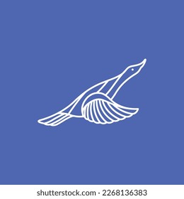 swan goose flying modern line art simple logo design vector