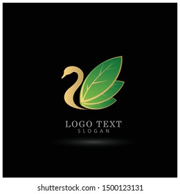 Swan or Goose Leaf Logo. Symbol & Icon Vector Template.