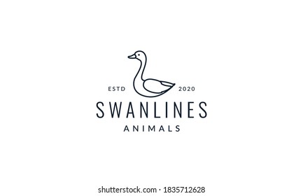 swan or goose line modern logo vector illustration design