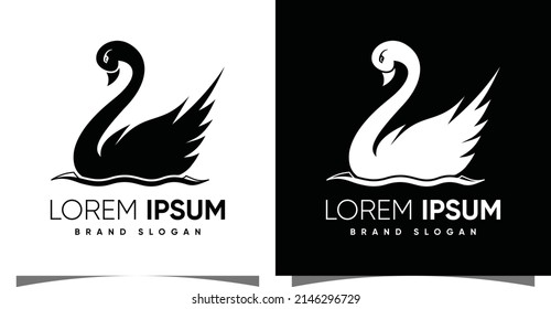 Swan goose logo with creative modern style Premium Vector