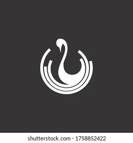 swan goose on wave elegant logo