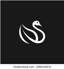 Swan Goose Silhouette Natural Leaves Logo Design Inspiration