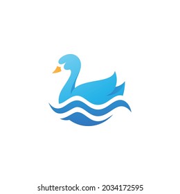 Swan Goose and Water Pond River Logo Design