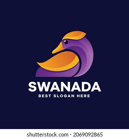 Diseño de logotipo en color de gradiente de cisne