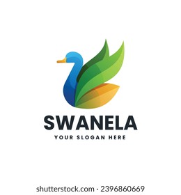 Swan gradient colorful logo vector icon illustration