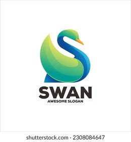 Swan gradient logo design illustration