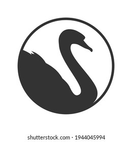 Swan graphic icon. Swan sign in the circle isolated white background. Logo bird. Vector illustration