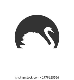 Swan graphic icon. Silhouette of swan in the circle isolated on white background. Vector illustration