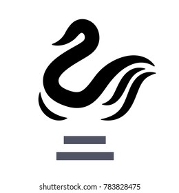 Swan graphic icon with two rows of indicated type below it.