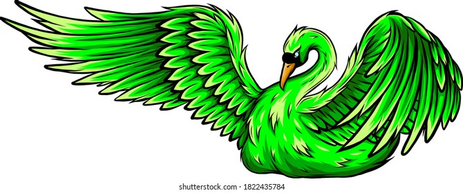 Swan. Ilustración vectorial dibujada a mano de un cisne