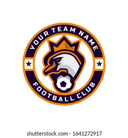 Swan head logo for the Football team logo. with a crown on the head. vector illustration. with a combination of circle badges.