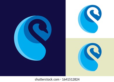Swan head logo sign symbol in abstract circle, Bird logo design concept