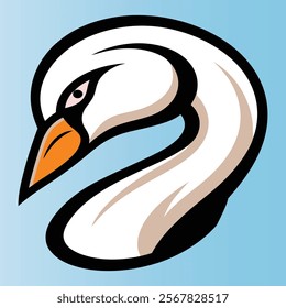 Swan head mascot logo design