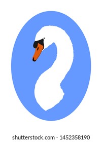 Swan head vector illustration isolated on blue background. Goose vector. Big bird from farm nature pose. symbol of wedding.