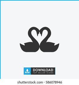 swan heart icon. Simple filled swan heart icon. On white background.