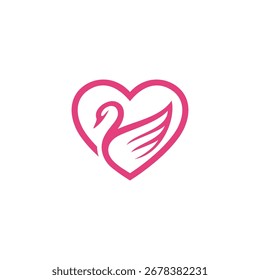 Ilustração do vetor do design do logotipo do coração do cisne