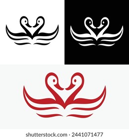 Swan Heart Love Duck Logo