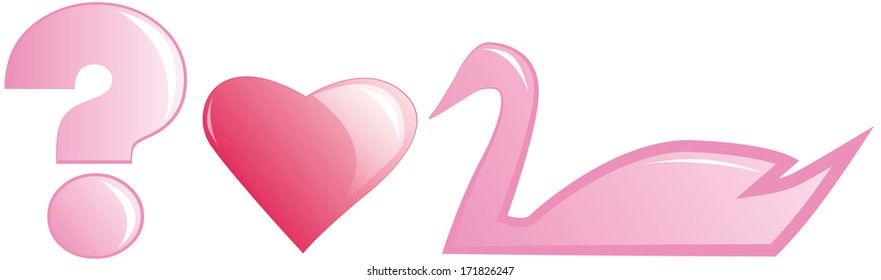 Swan, heart, and a question mark. Swan single