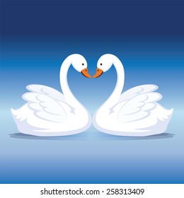 Swan heart. Two swans creating a heart.