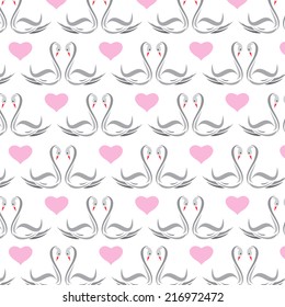Swan and hearts. Vector illustration