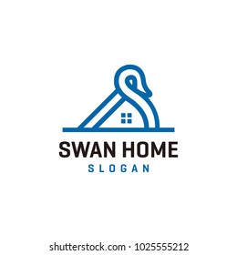 Swan home logo vector graphic abstract download template