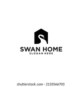 Swan home logo vector graphic abstract 